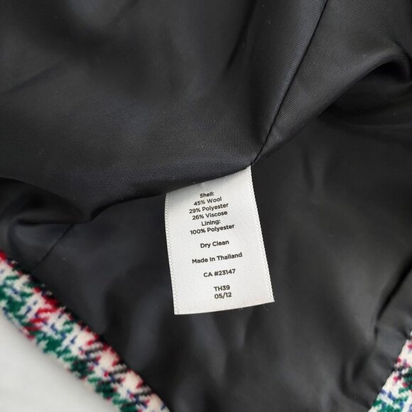 Talbots Houndstooth Plaid Wool Blend Collarless Blazer Size 12 - Picture 6 of 8